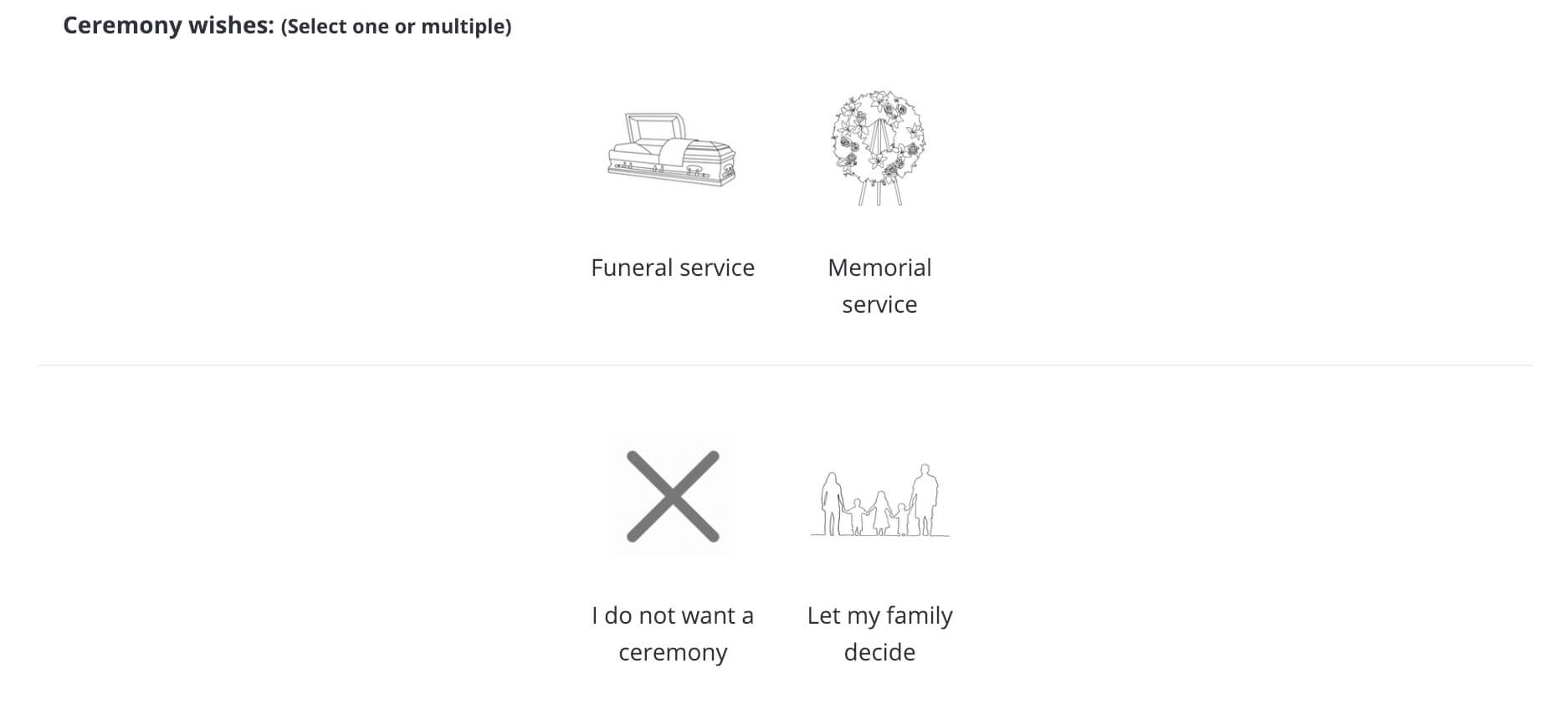 Step 8, your memorial serice preferences.